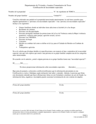 Document preview: Certificacion De Necesidades Especiales - Texas (Spanish)