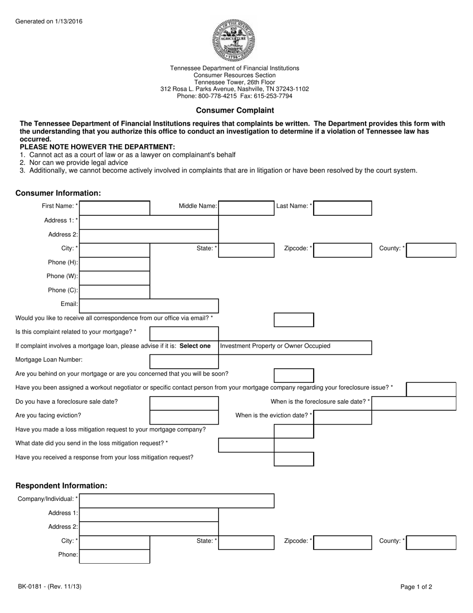 form-bk-0181-download-printable-pdf-or-fill-online-consumer-complaint-tennessee-templateroller