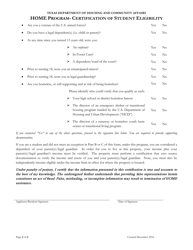 Certification of Student Eligibility - Home Program - Texas, Page 2