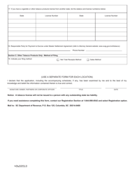 Form L-915 Application for License to Purchase, Sell and Distribute Manufactured Tobacco - South Carolina, Page 2
