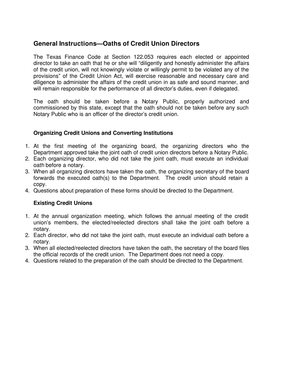 Oath of the Credit Union Director - Texas, Page 3
