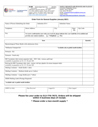Form G-6A &quot;Order Form for General Supplies&quot; - Texas
