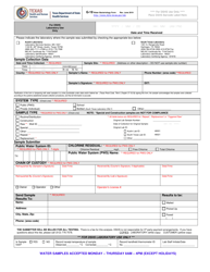 Form G-19 &quot;Water Bacteriology Specimen Submission Form&quot; - Texas