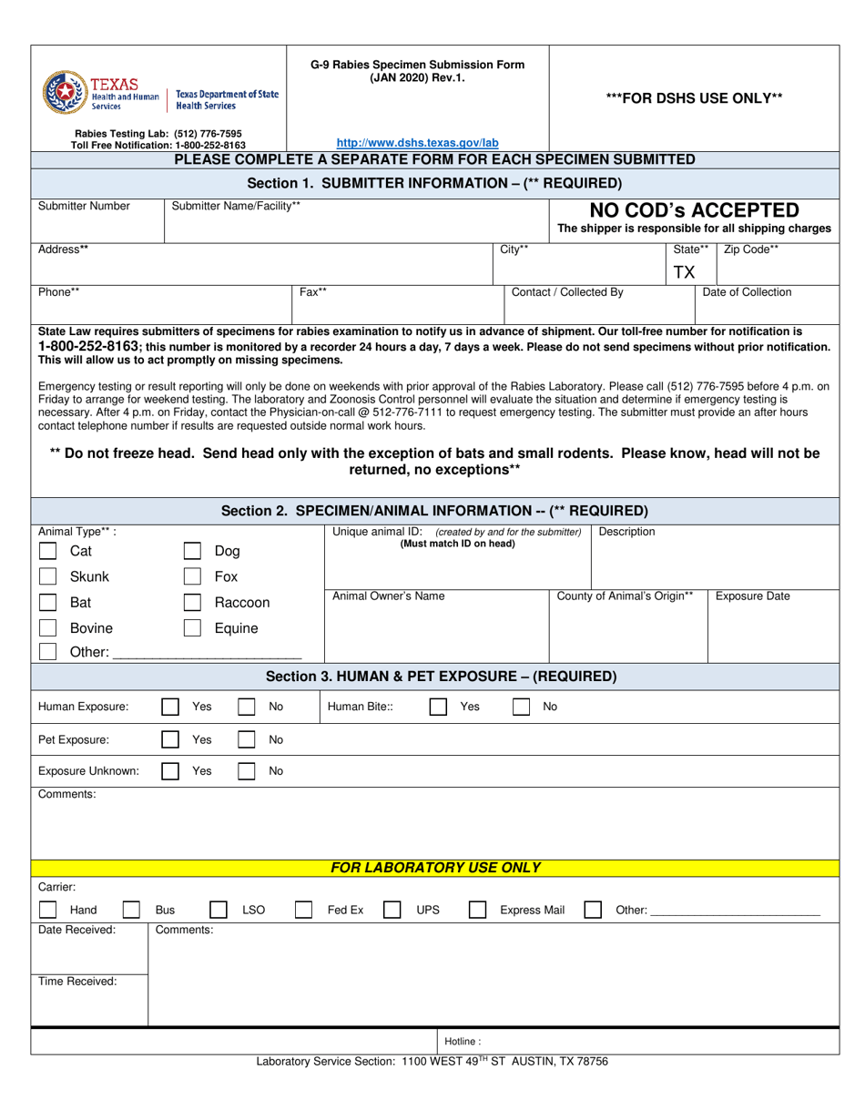 Form G-9 - Fill Out, Sign Online and Download Printable PDF, Texas ...