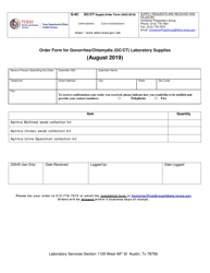 Form G-6C &quot;Order Form for Gonorrhea/Chlamydia (Gc/Ct) Laboratory Supplies&quot; - Texas