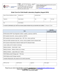 Form G-399 &quot;Order Form for Child Health Laboratory Supplies&quot; - Texas