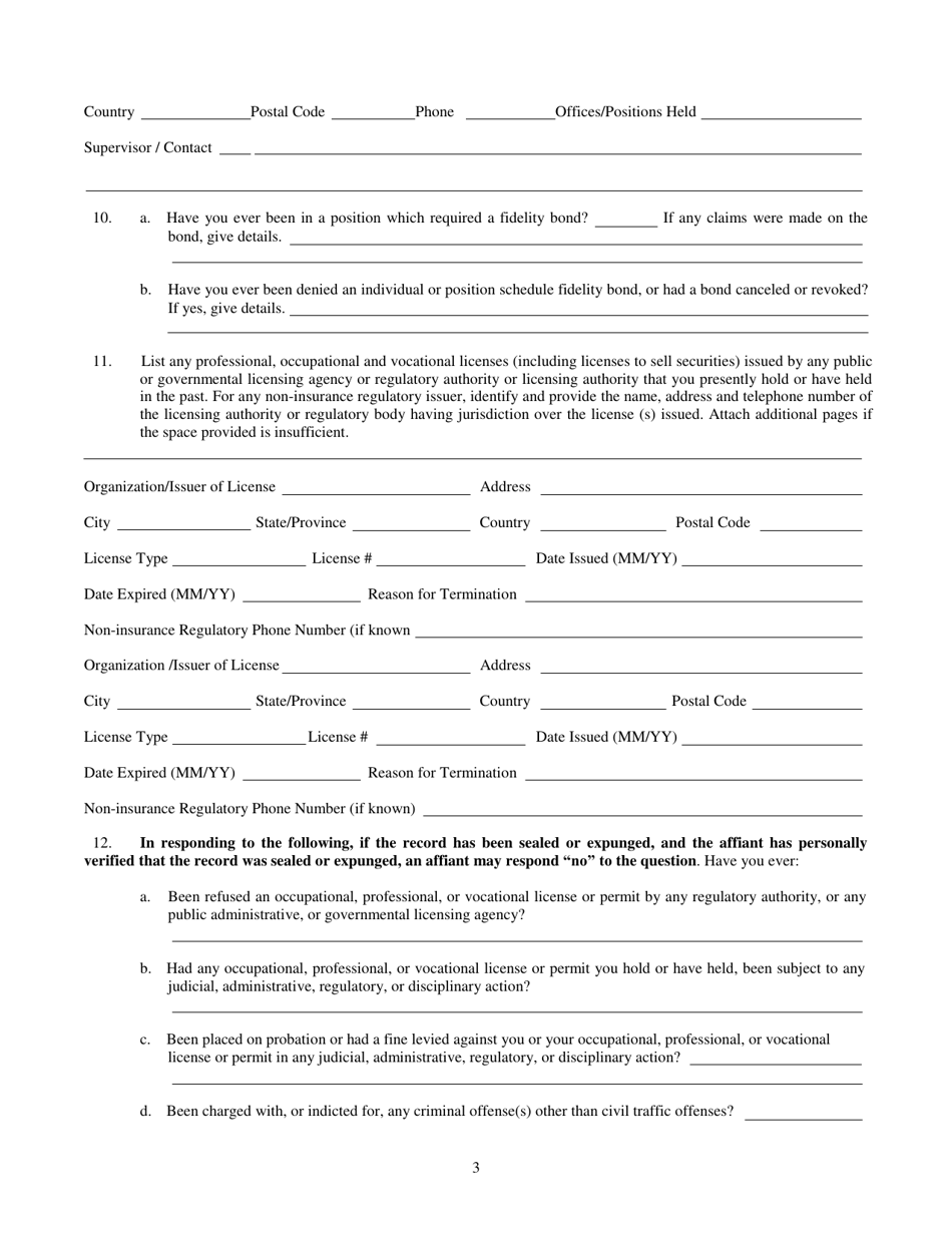 Continuing Care Retirement Community (Ccrc) Biographical Affidavit - Utah, Page 3