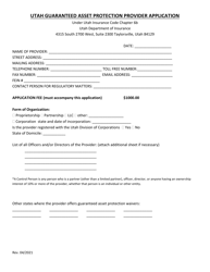 Utah Guaranteed Asset Protection Provider Application - Utah, Page 2