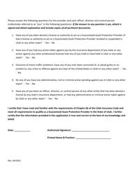 Utah Guaranteed Asset Protection Provider Application - Utah, Page 4