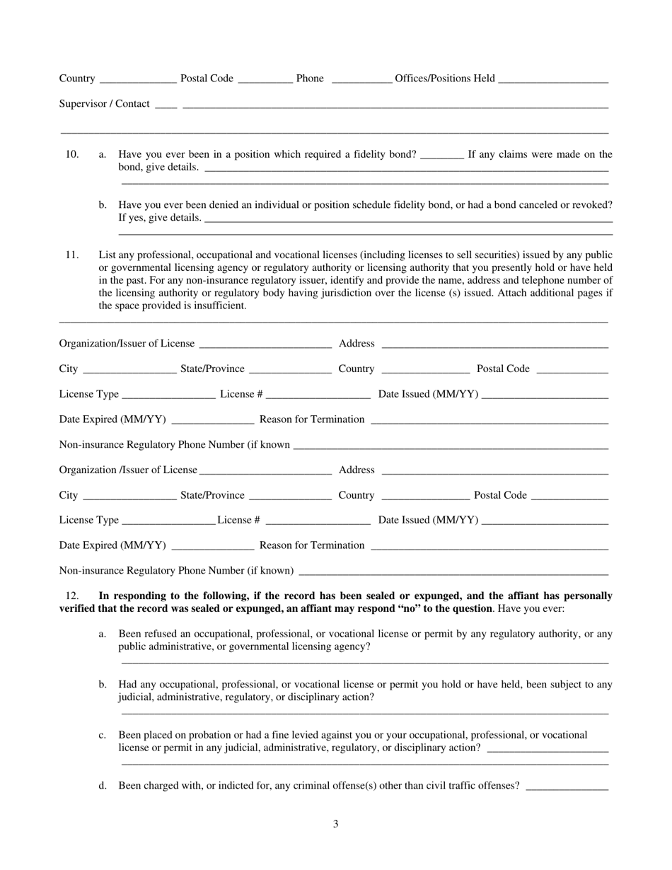 Utah State Professional Employer Organization Biographical Affidavit - Utah, Page 3