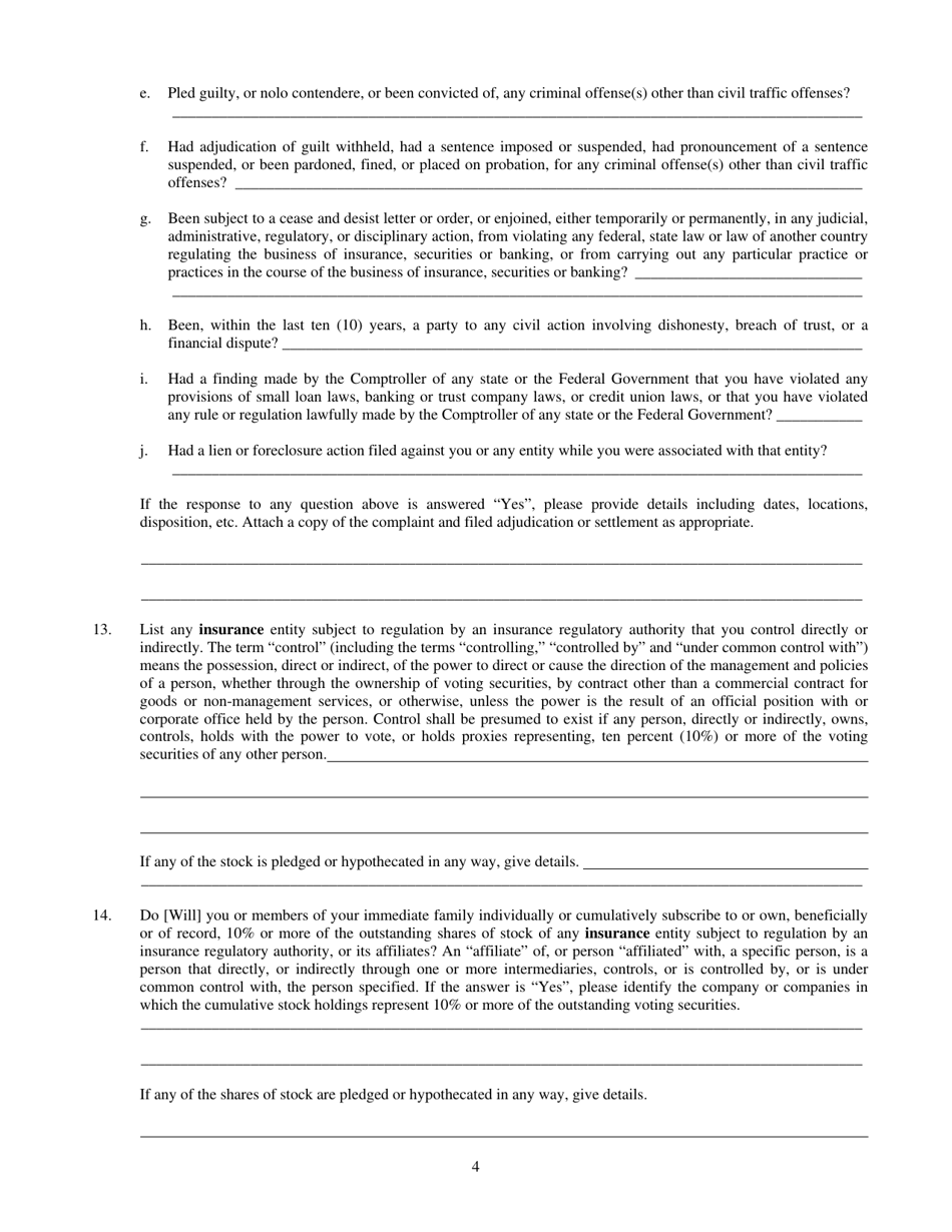 Utah State Professional Employer Organization Biographical Affidavit - Utah, Page 4