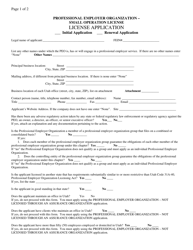 License Application - Professional Employer Organization - Small Operation License - Utah