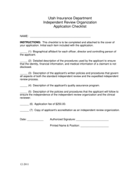 Independent Review Organization Application and Checklist - Utah, Page 4