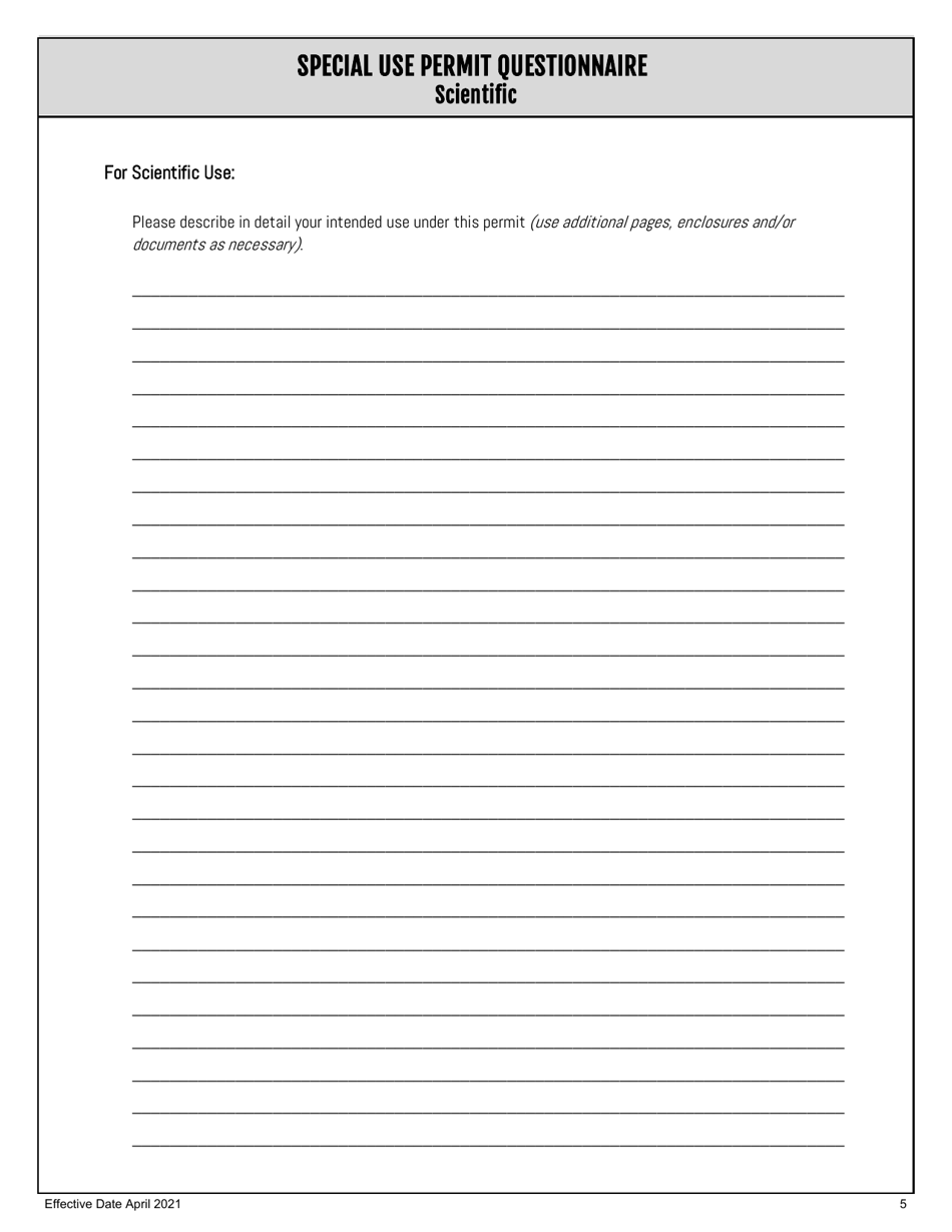 Scientific Special Use Permit Application - Utah, Page 5
