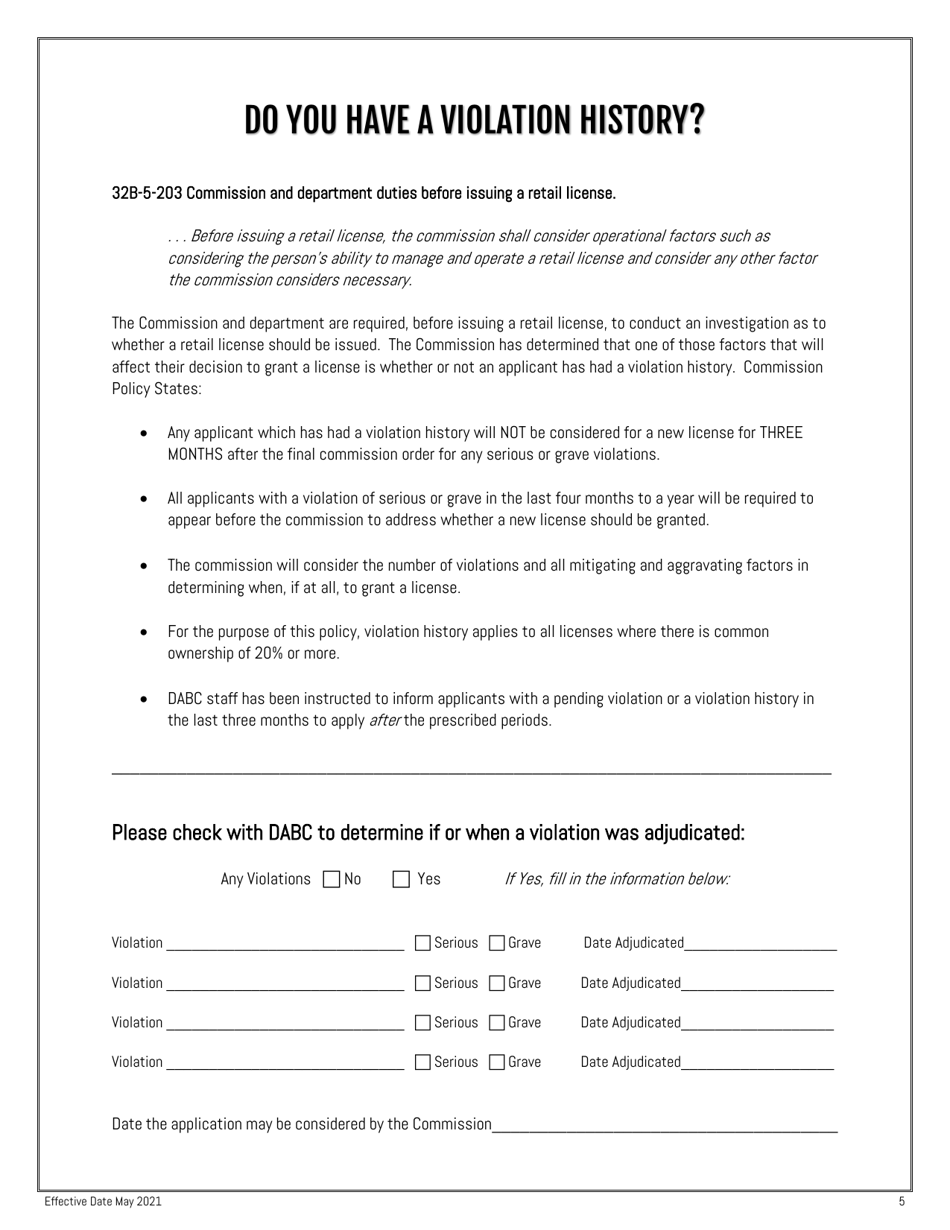 Dabc License Transfer of 51% or More Ownership of an Existing Entity - Utah, Page 5