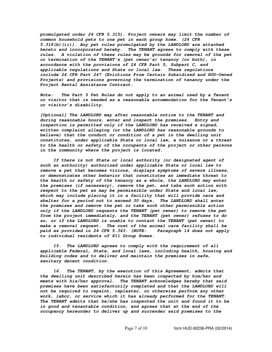 Form HUD-92236-PRA 811 Project Rental Assistance Lease Supportive Housing for Persons With Disabilities, Page 7