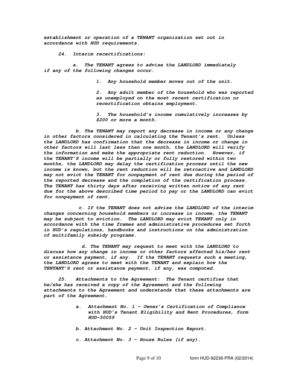 Form HUD-92236-PRA 811 Project Rental Assistance Lease Supportive Housing for Persons With Disabilities, Page 9