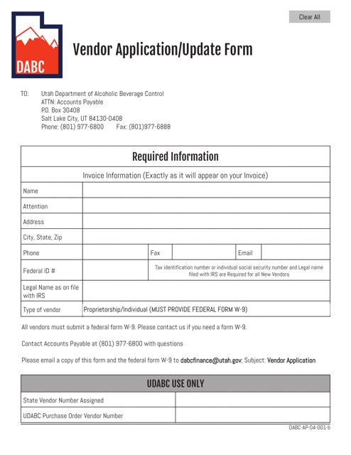 Form DABC-AP-04-001-B  Printable Pdf
