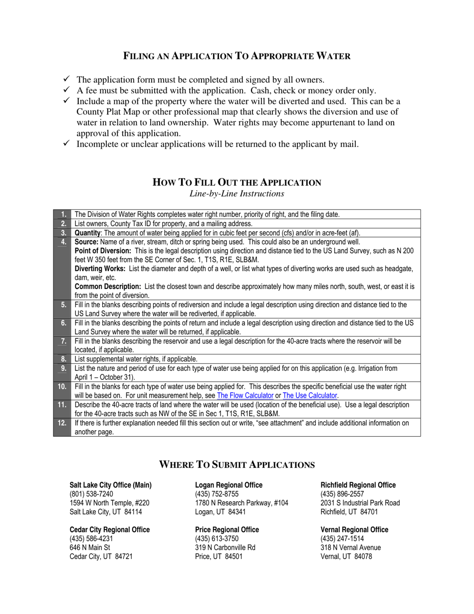 Temporary Application to Appropriate Water - Utah, Page 3