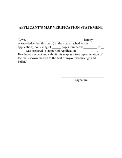 Applicant's Map Verification Statement - Utah
