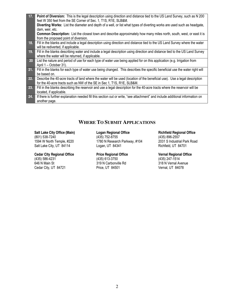 Application for Temporary Change of Water - Utah, Page 5