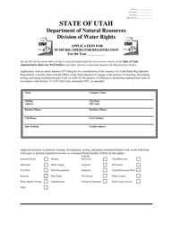 Document preview: Application for Pump Rig Operator Registration - Utah