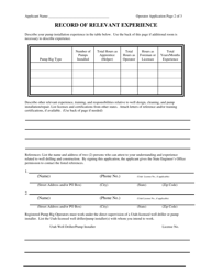 Application for Pump Rig Operator Registration - Utah, Page 2