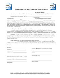 Document preview: State of Utah Well Driller Surety Bond - Utah