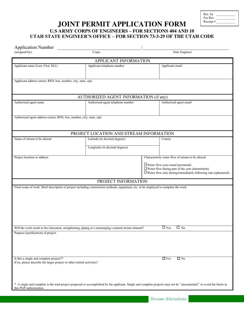 Joint Permit Application Form - Utah, Page 3
