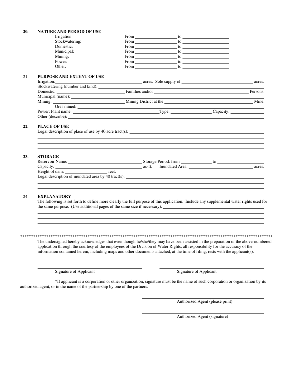 Application for Permanent Change of Water - Utah, Page 3