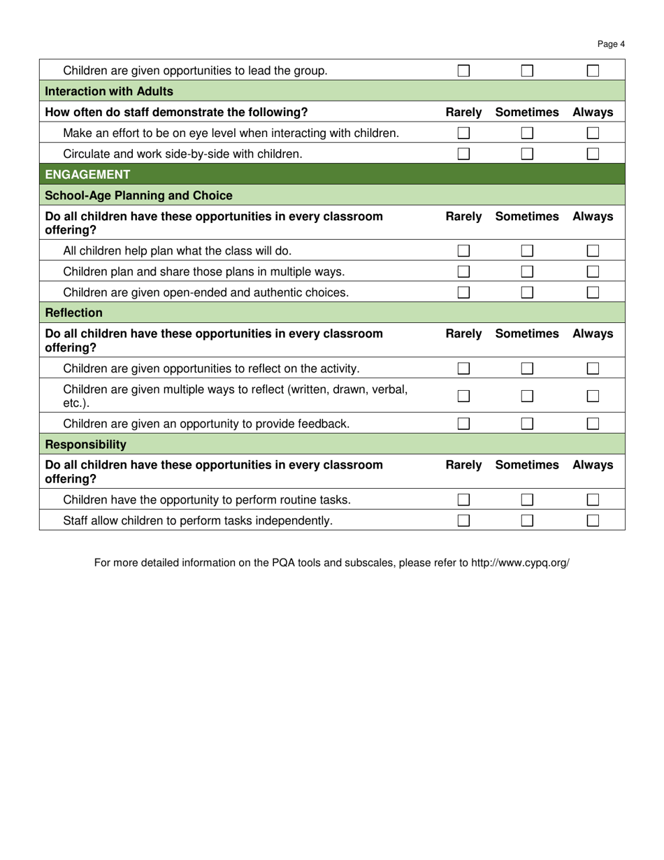 Form DWS-OCC590 School-Age Classroom Self-evaluation - Utah, Page 4