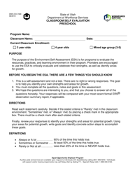 Form DWS-OCC589 Preschool Classroom Self-evaluation - Utah