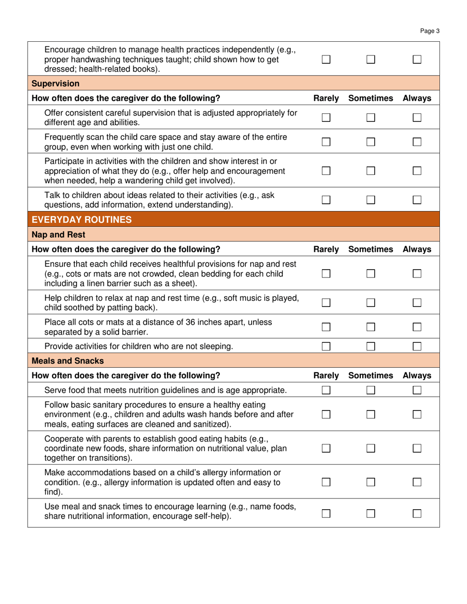 Form DWS-OCC589 Preschool Classroom Self-evaluation - Utah, Page 3