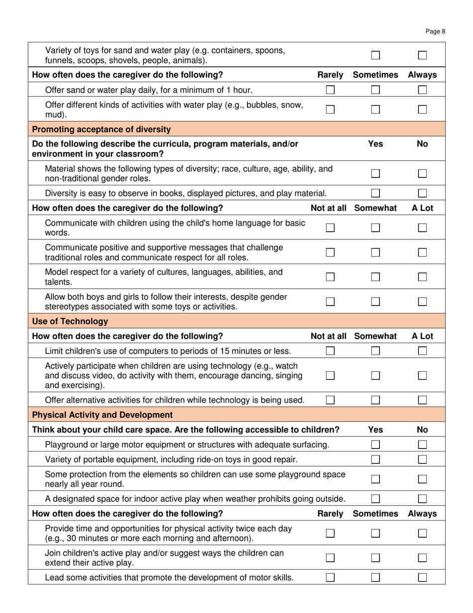 Form DWS-OCC589 Preschool Classroom Self-evaluation - Utah, Page 8