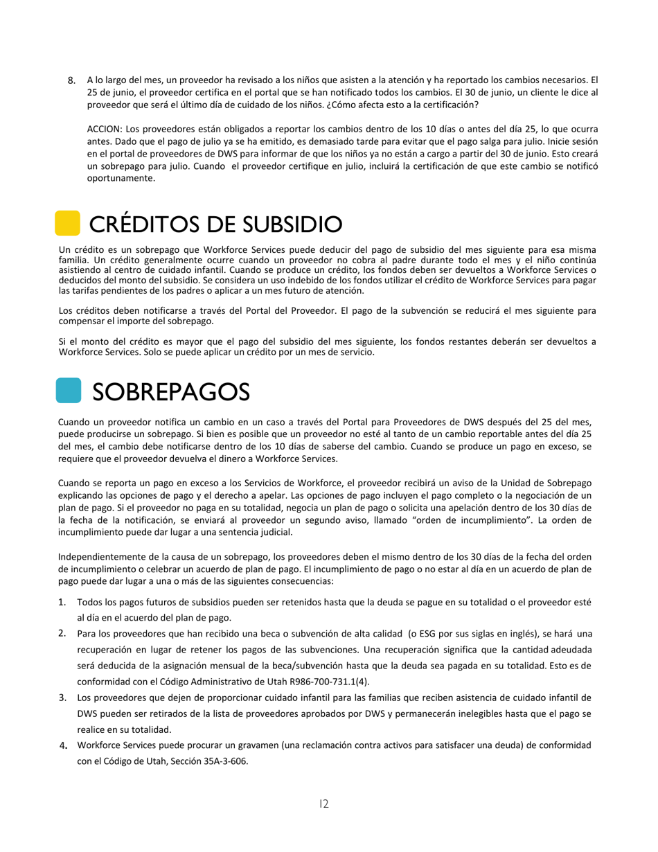 Guia Para Proveedores De Cuidado Infantil - Utah (Spanish), Page 12