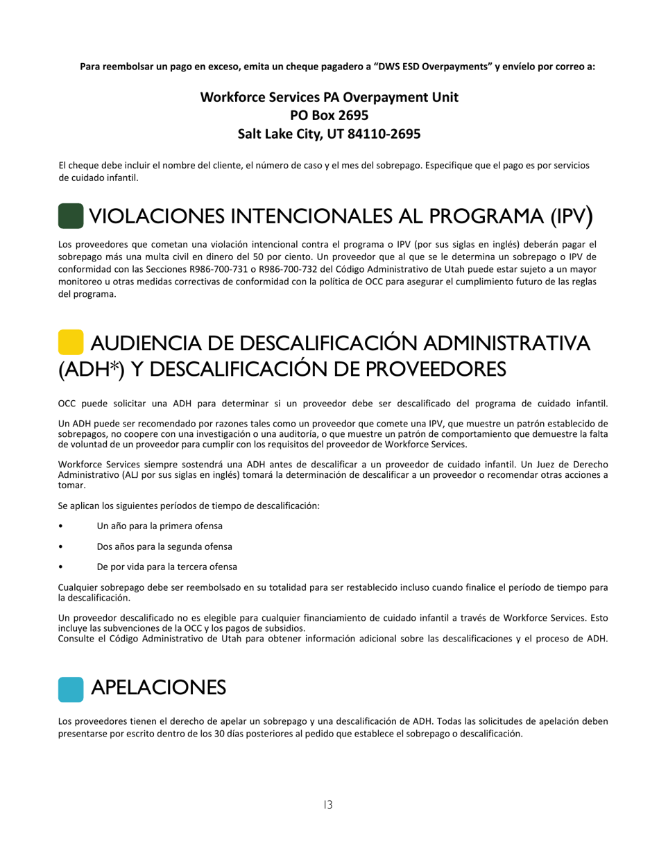 Guia Para Proveedores De Cuidado Infantil - Utah (Spanish), Page 13