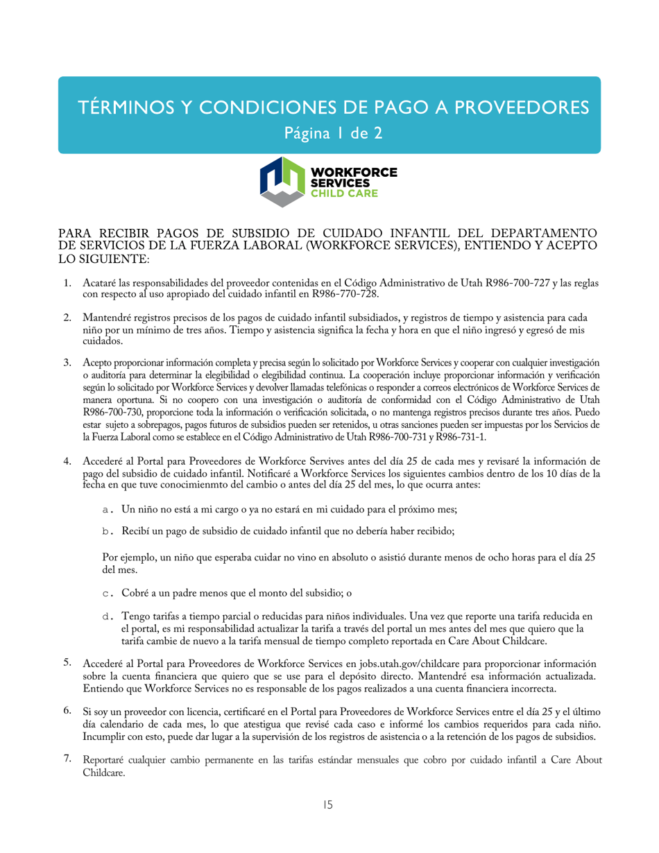 Guia Para Proveedores De Cuidado Infantil - Utah (Spanish), Page 15