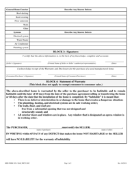 MHD Form 1054 Warranty and Disclosure for a Used Manufactured Home - Texas, Page 2