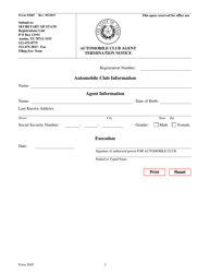 Form 2605 Automobile Club Agent Termination Notice - Texas, Page 2