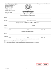 Form 2706 Business Opportunity Registration Updates - Texas, Page 2