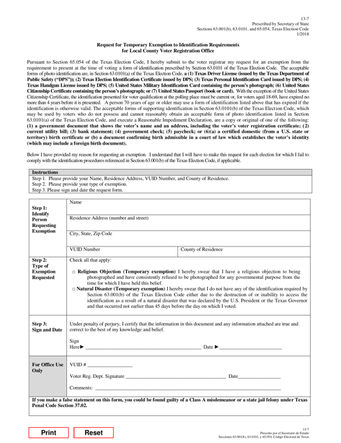Form 13-7 Printable Pdf