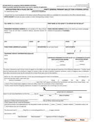 Document preview: Form 2-4 Application for a Place on the Party General Primary Ballot for a Federal Office - Texas (English/Spanish)