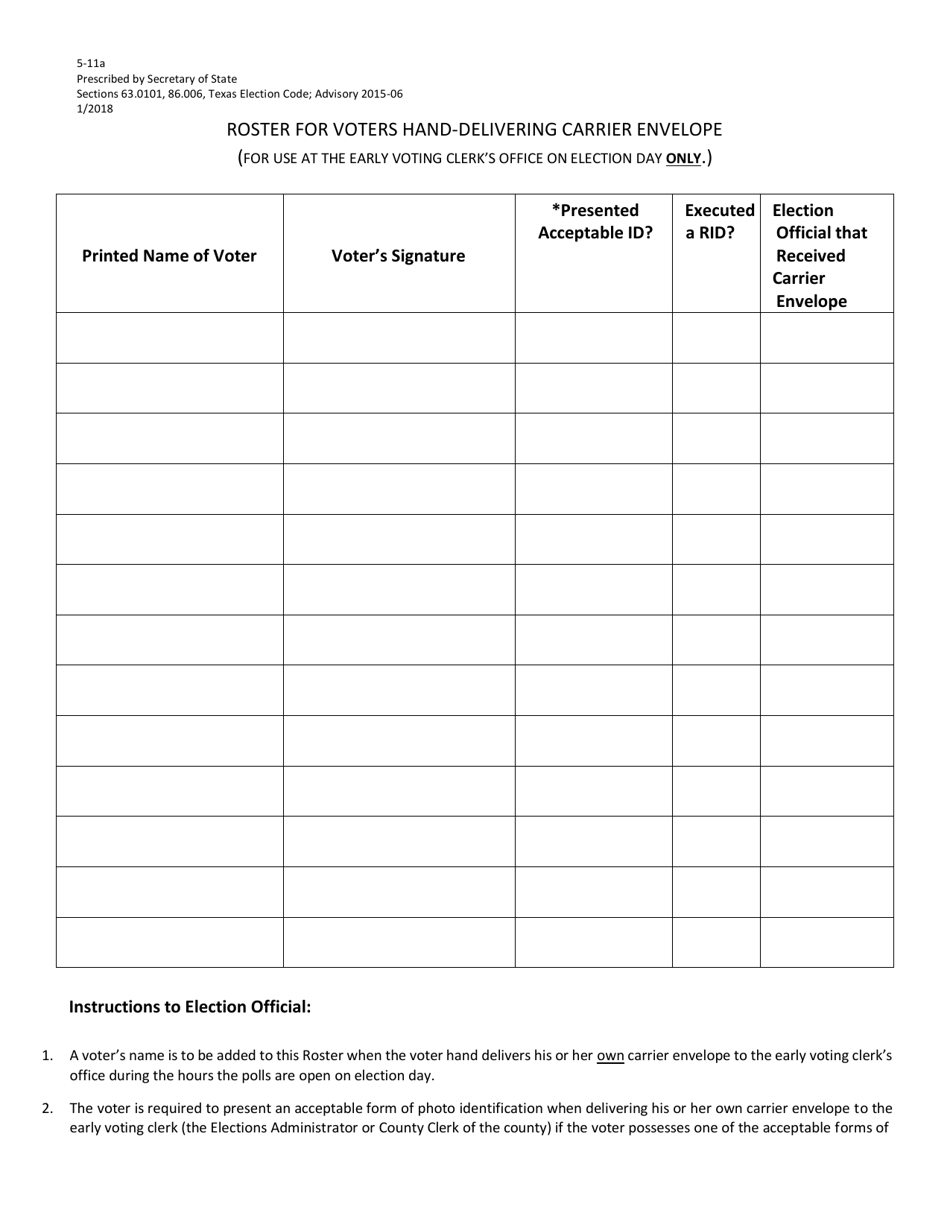 Form 5-11A - Fill Out, Sign Online And Download Printable PDF, Texas ...