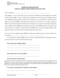 Document preview: Form AW5-16B Request for Updated Annual Application for Ballot by Mail - Texas (English/Spanish)