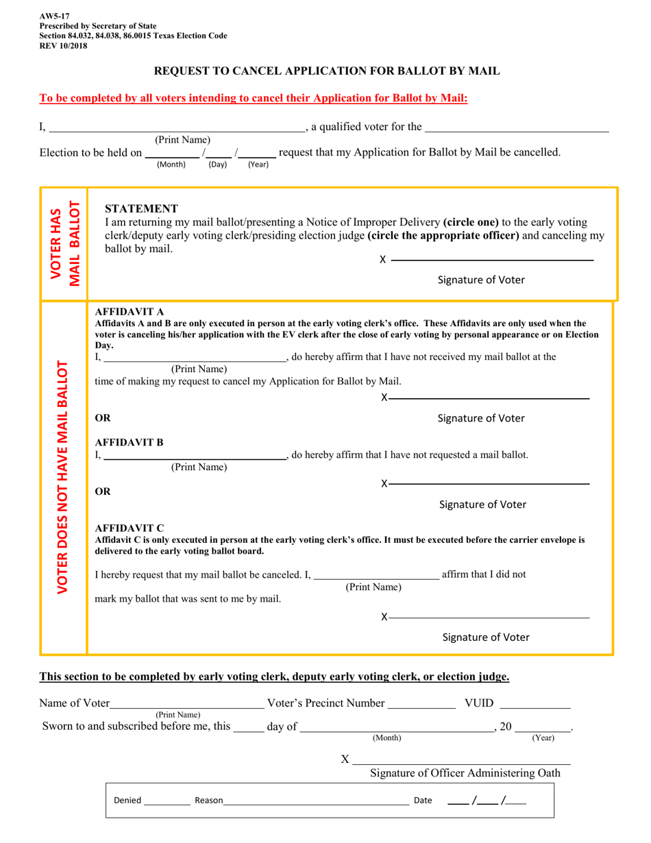 Form AW5-17 - Fill Out, Sign Online and Download Printable PDF, Texas ...