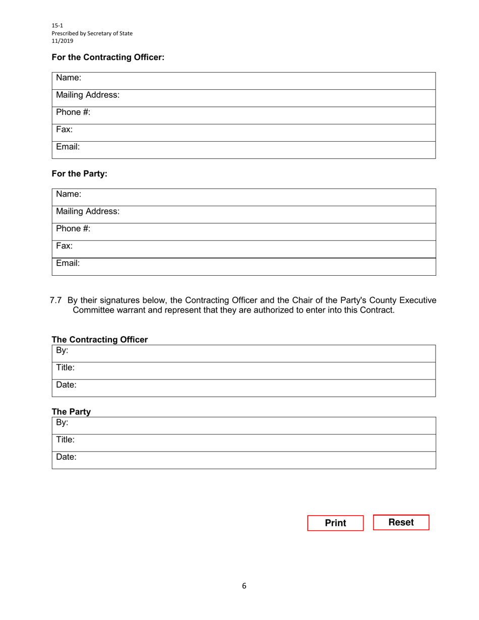Form 15-1 Primary Election Services Contract - Texas, Page 6