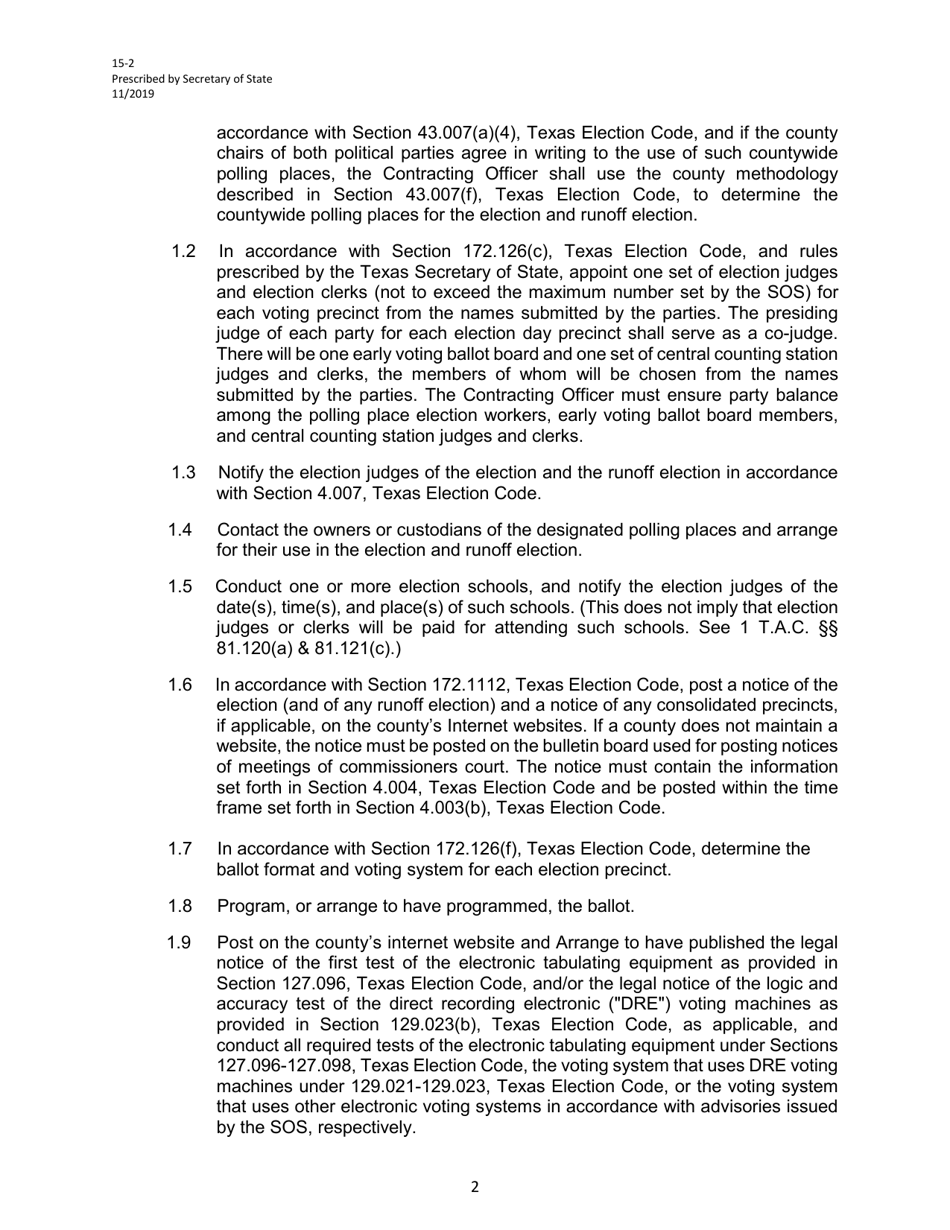 Form 15-2 Joint Primary Election Services Contract - Texas, Page 2