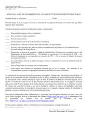 Form BW1-3.FM Notice of Incomplete Information on Voter Registration Application - Texas (English/Spanish), Page 2