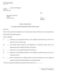 Form BW1-4 Notice of Rejection of Application for Registration/Change Form - Texas (English/Spanish)
