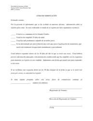 Form BW5-2 Notice of Examination - Texas (English/Spanish), Page 2